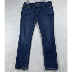 White House Black Market Straight Leg Jeans Womens Size 14R Beaded Pockets Blue